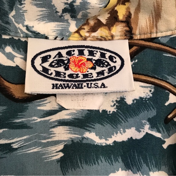 Pacific Legend Mens Hawaiian Shirt XL Extra Large Made In Hawaii Blue Cotton - Picture 4 of 12